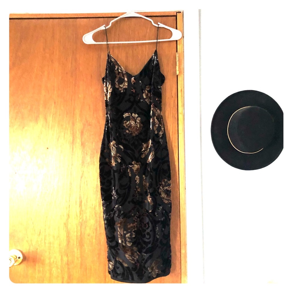 Black and gold fashion nova midi dress